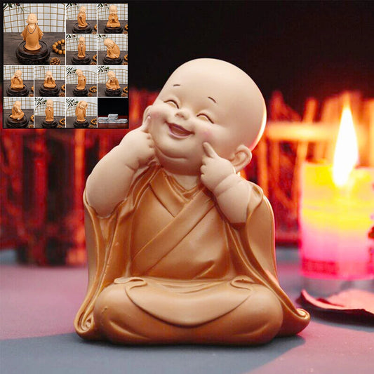 Mini Little Monk Statue Resin Monk Figurine Cute Buddha Monk Statue Decoration Home Living Room Desktop Ornament Children's Gift