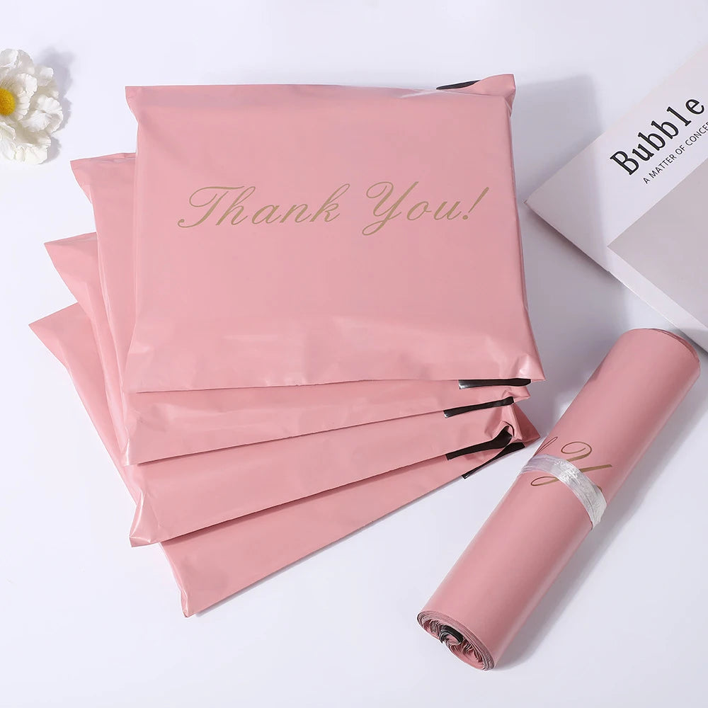 30/50Pcs Thank You Pink Shipping Bags Waterproof Plastic Express Mailing Bags Gifts Packing for Clothing Small Business