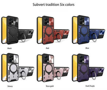 Armor Funda For Xiaomi Redmi Note 12 Pro 5G Case Slide Lens Protect Ring Stand Back Cover For Redmy Note12Pro Plus 12Pro 12S 12C