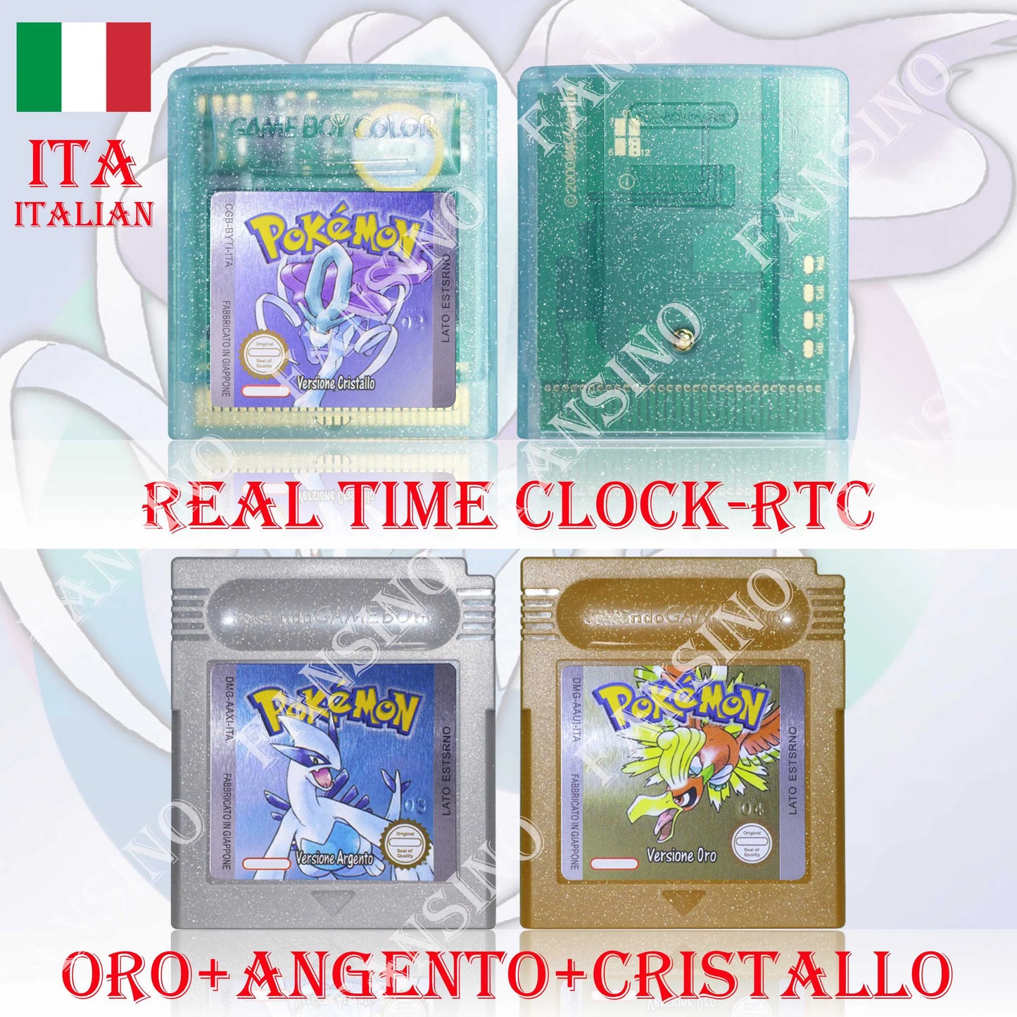 GB/GBC Real Time Clock Pokemon Crystal/Gold/Silver Version Video Game Cartridge with Battery USA/NOE/FRA/ESP/ITA Version
