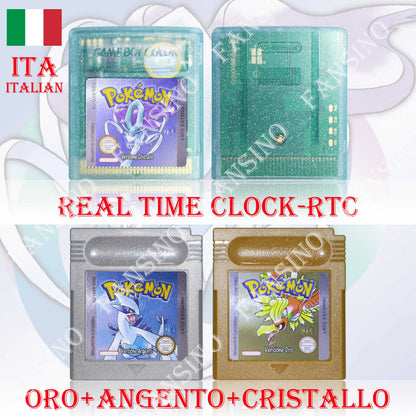 GB/GBC Real Time Clock Pokemon Crystal/Gold/Silver Version Video Game Cartridge with Battery USA/NOE/FRA/ESP/ITA Version
