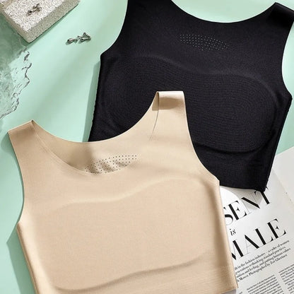 S/M/L/XL/XXL Chest Binding Underwear Ice Silk Material U Neck Design Liquid Foundation Bra Backless Style Soft Steel Ring