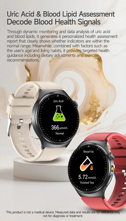 2026New Nursing Grade Health Smartwatches For Men Women Precision Detection Heart Rate Blood Fats Uric Acid ECG+PPG Smart Watch