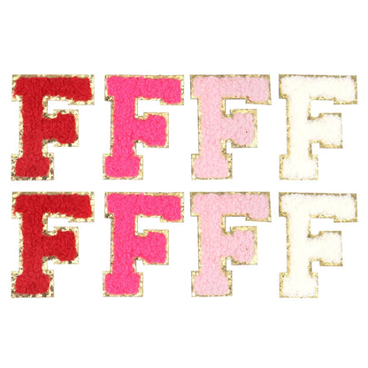 8pcs Sweet 26 Letters Towel Embroidery Patch Pink A-Z Self-adhesive Sticker Decoration For DIY Apparel Bag Crafts Accessories
