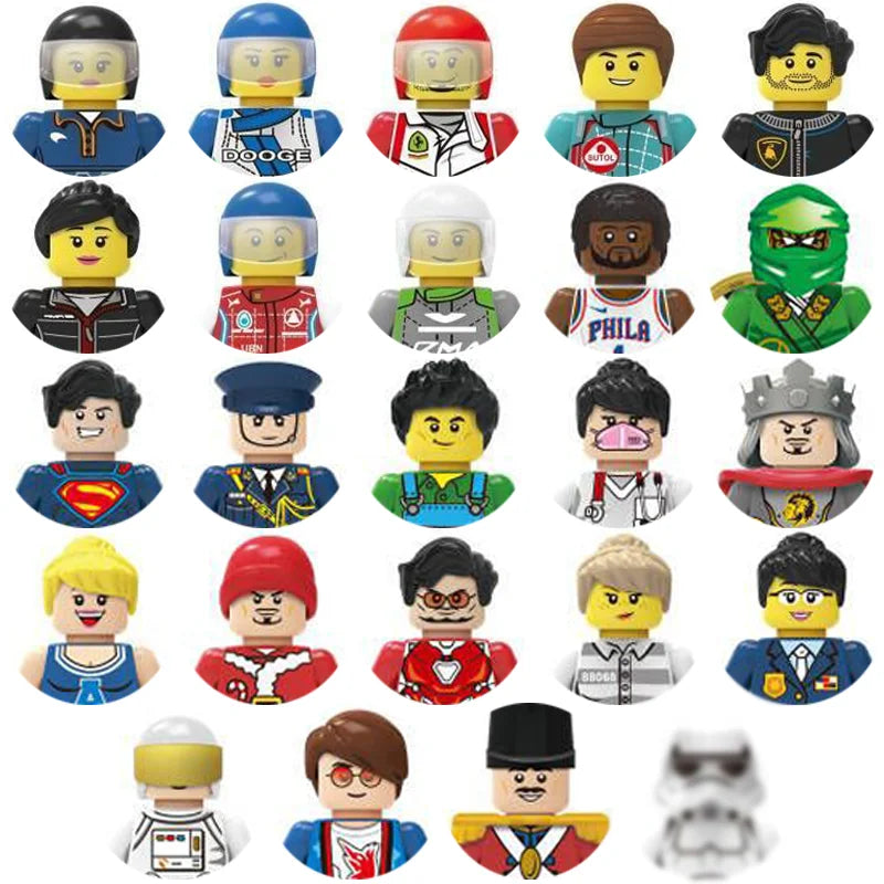 City character building block figure set, little block people, block accessories, engineer, doctor, firefighter, kids' toy