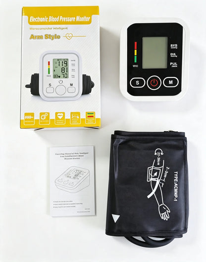 Medical Care Blood Pressure Monitor Test Kit Upper Arm Cuff Automatic Sphygmomanometer Digital BP Meter Use USB Cable or Battery