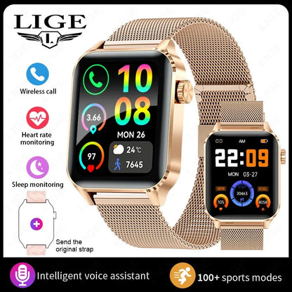 LIGE Smartwatch dla mężczyzn i kobiet Luksusowy Wodoszczelny Zegarek Sportowy z Pełnym Ekranem Dotykowym Smartwatch Fitness dla Xiaomi Huawei Android iOS iPhone