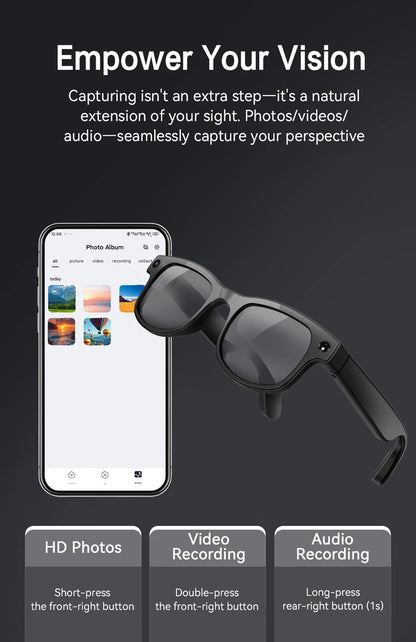 4K HD 800W Pixel Camera Smart Glasses Video Recording AI Photo Recognition Bluetooth Call Voice Translation Sunglasses