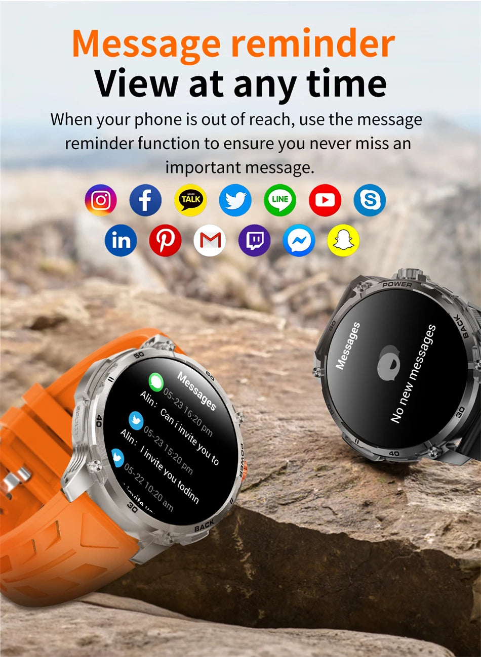 T-Rex 3 Military 1000mAh Super Capacity Battery Men Smart Watch 1.75" HD Screen Call 5ATM Waterproof Sport Smart Watches For Men