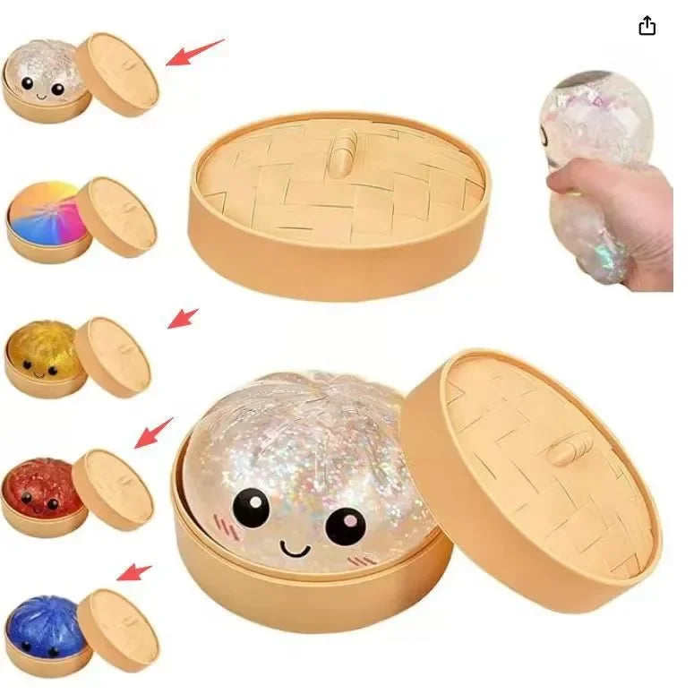 New Glitter Dumpling Colorful Simulation Steamed Bun Decompression Toy for Anxiety Squishes Stress Balls 2026 Viral Fidget Toy