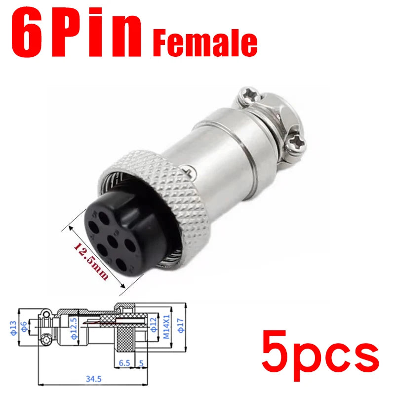 5pcs GX16 2/3/4/5/6/7/8/9/10Pin 16MM Male Female Circular Aviation Connector Plug Socket Screw Panel Mount Connector