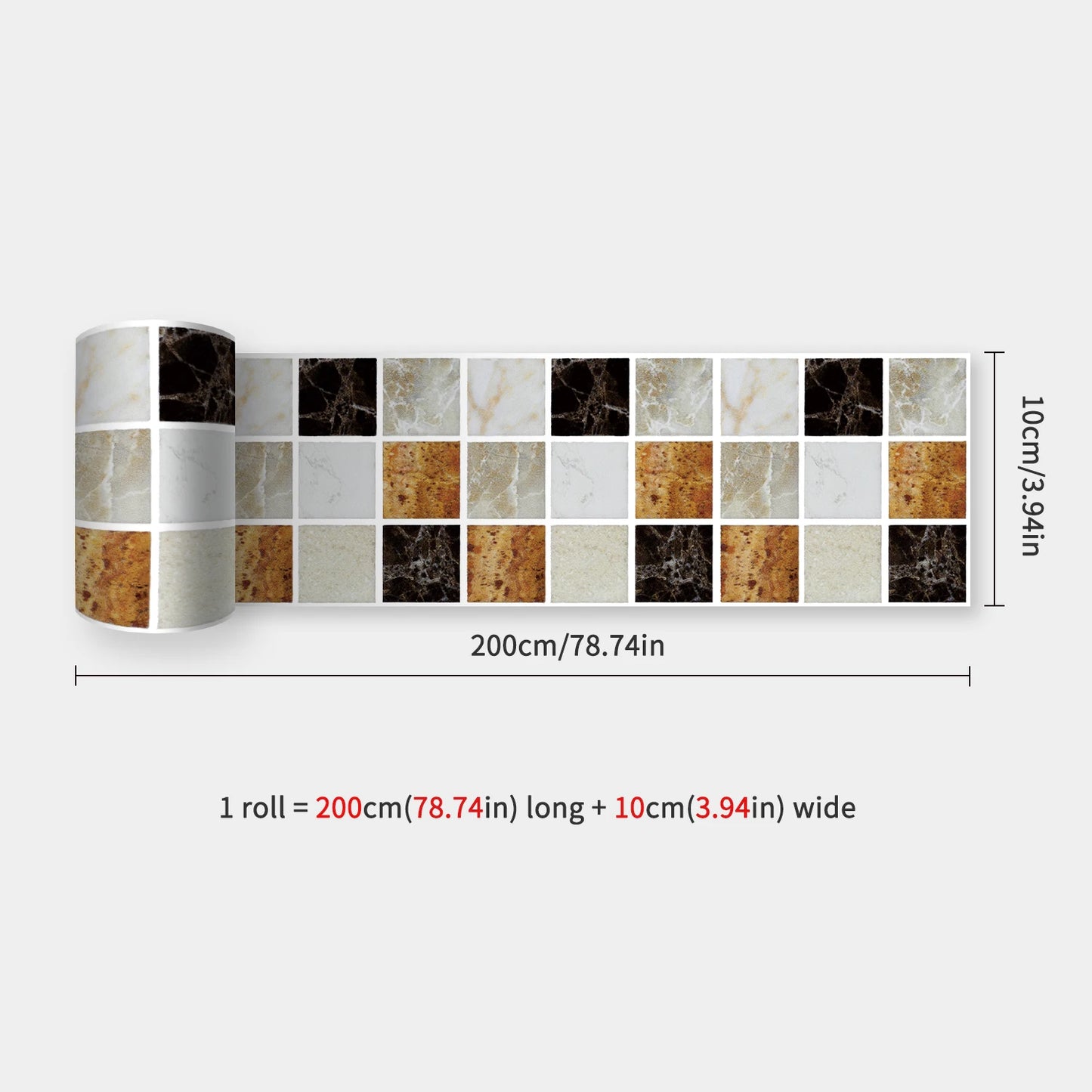 10x200cm Baseboard Sticker Moroccan Mosaic Tile Style Wall Border Sticker DIY Kitchen Bathroom Decoration Waistline Wall Sticker