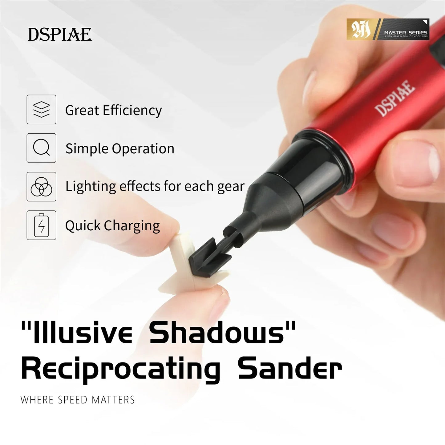 DSPIAE DIY ES-A Plastic Model Electric Reciprocating Sander USB Charge Grinding Pen Sanding Heads Sandpaper Military Craft Tools