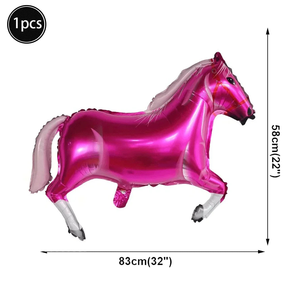 1pc Oversized Horse Balloon Cowboy Giant Horse Aluminum Film Balloon Farm Animal Horse Theme Birthday Party Decoration Kids Toys