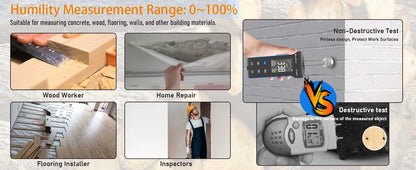 BTMETER Wood Moisture Meter - Pinless Moisture Detector Measur Depth 20-40mm Non-Destructive Moisture Tester with Masonry