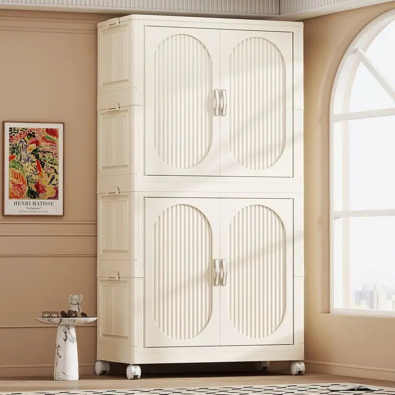 Foldable Baby Closet Plastic Infant Wardrobe Children's Clothing Storage Cabinet for Home Bedroom No Installation Needed