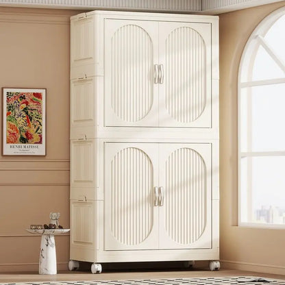 Foldable Baby Closet Plastic Infant Wardrobe Children's Clothing Storage Cabinet for Home Bedroom No Installation Needed