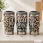 Mama Needs a Drink Leopard Vacuum Flasks 4-in-1 Stainless Steel Can Cooler Insulated Beer Soda Coffee Holder Dual Lids Fits 12oz
