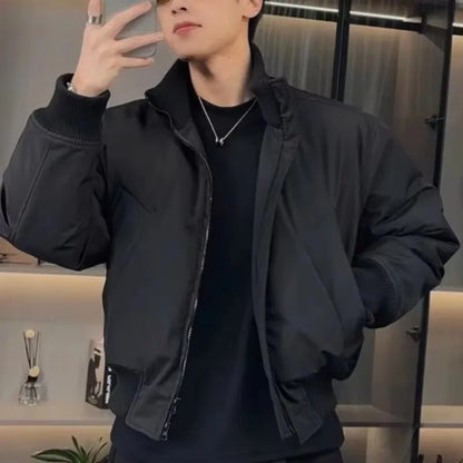 Retro American pilot jacket men's new standing collar short jacket cool and versatile loose Korean version autumn and winter top