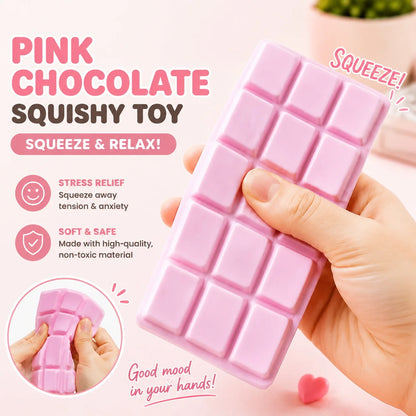 Pink Slow Rising Chocolate Bar Squishy Toy  Food Squishies Office Sensory Stress Relief Squeeze Toys for Adults, Fidget Toy Gift