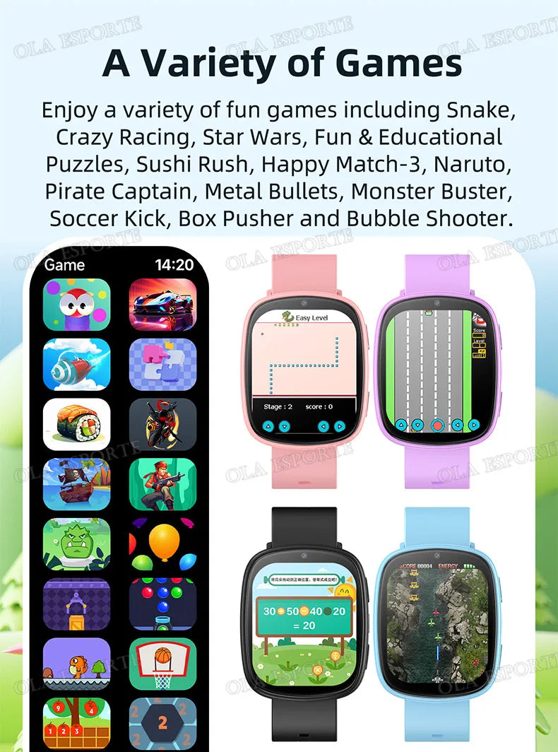 2026 Kids Games Smartwatch 1.83''HD Screen Camera 22 Interesting Games Sleep Monitor Alarm Clock Calculator Children Watch MA27
