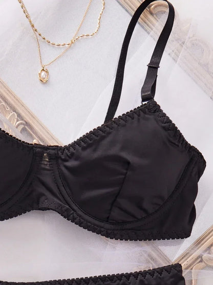 Bra and Panty Set Ladies Smooth Comfortable Thin Underwear Women Sexy Nightwear Inner Solid Sleep Underwear Bra Set Lingerie