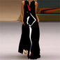 Summer Outdoor Street Fashion Women's Long Dress New Abstract Art Print Dress Sleeveless Vest V-Neck Fashion Women's Party Dress