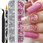 12grids Half Round Pearls Beads 3D Nail Charms 1.5/2/2.5/3/4/5mm White Flatback Pearls Nail Jewelry Nail Craft Pearl Rhinestones