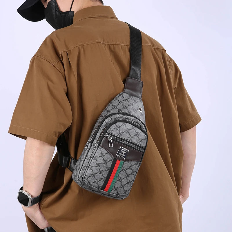 2025Men's Casual Messenger Bag Multi-Pocket Crossbody Shoulder Bag Lightweight Chest Bag with Port & Earphone Hole