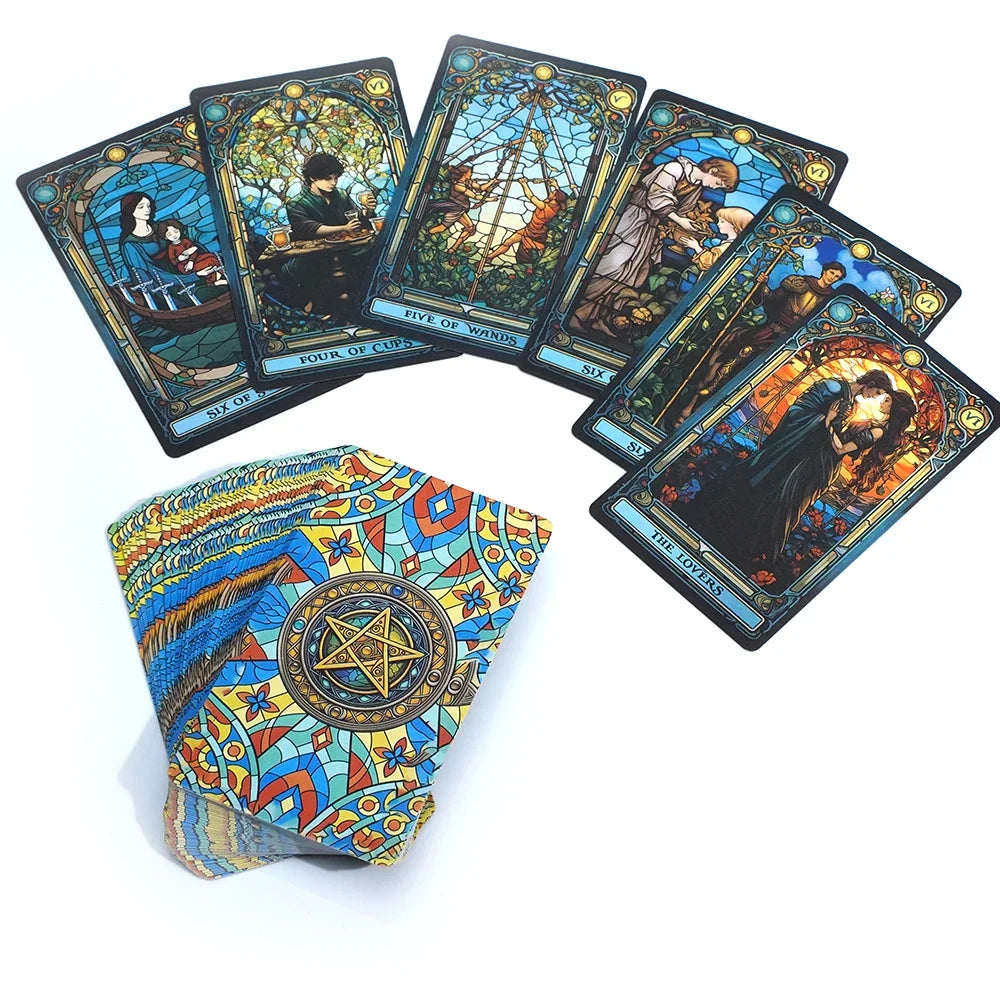Tarot Cards Stained Glass Tarot Deck Divination and Insight Explore the Mystical World of Tarot Cards Oracle Card Board Game