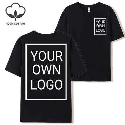 Double Sided Customized LOGO Picture Women T-Shirt Summer Y2K Loose Short Sleeves Comfortable T Shirts Crewneck DIY Tee Tops