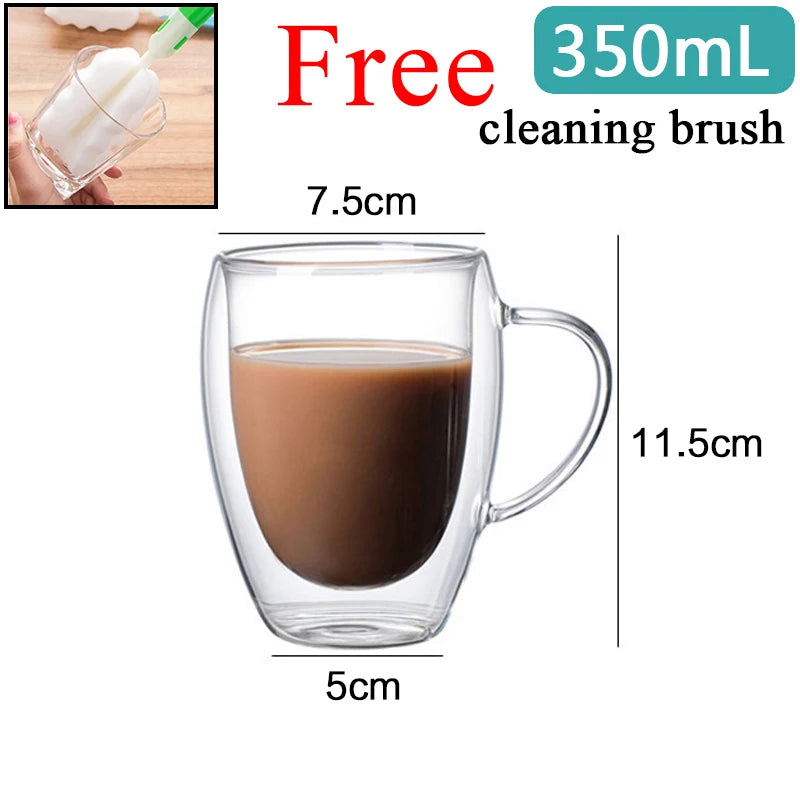 80ML Double Wall Glass Cup 1/12PCS Transparent Handmade Heat Resistant Tea Drink Whisky Wine Set Espresso Coffee Milk Mugs Gift