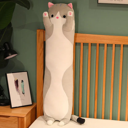 50/70/90/110/130cm Funny Cute Soft Long Cat Plush Toys Pause Office Nap Pillow Bed Sleep Home Decor Doll for Kids Girl Gift