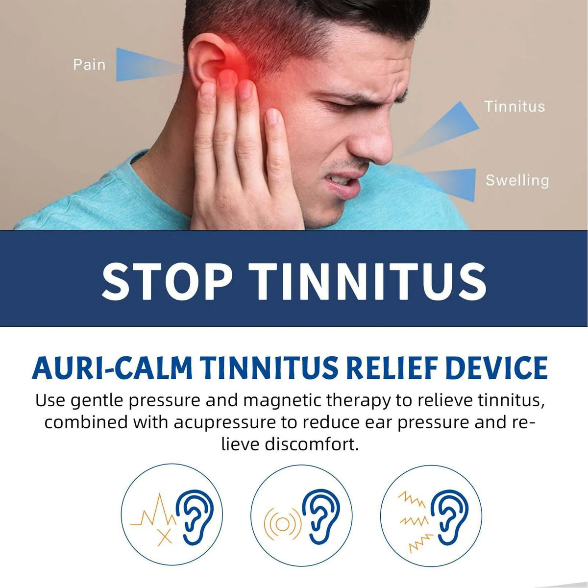 2pcs Tinnitus Relief Device Massaging Ear Pressure Reduction Reduce Uncomfortable Stop Ringing Ears Device Ringing Ears Device