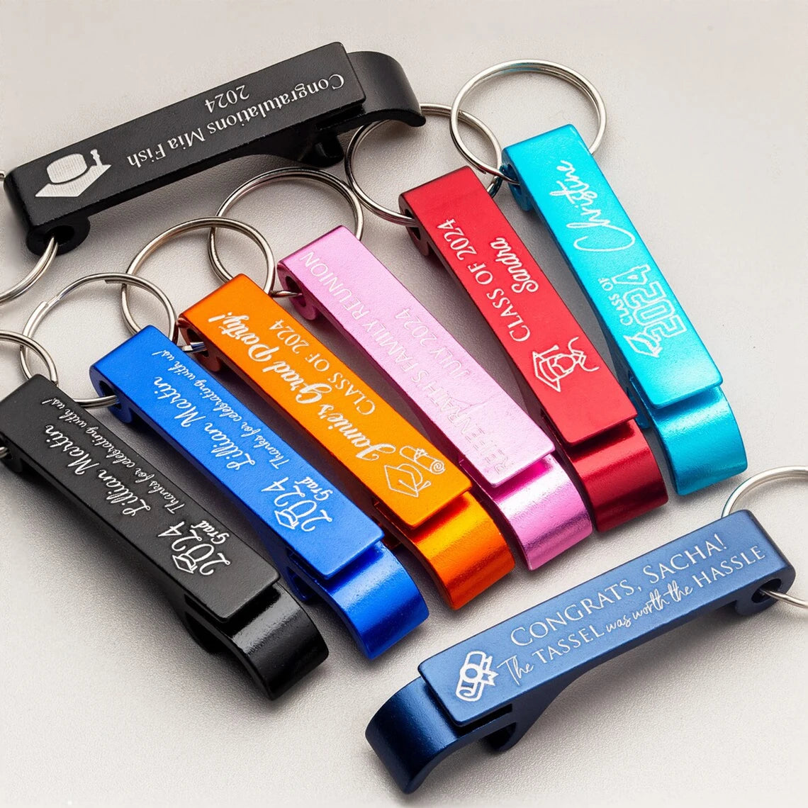100*Personalized Engraved Bottle Opener KeyChain Wedding Party Private Gift Brewery, Hotel, Restaurant Logo Customized Wholesale