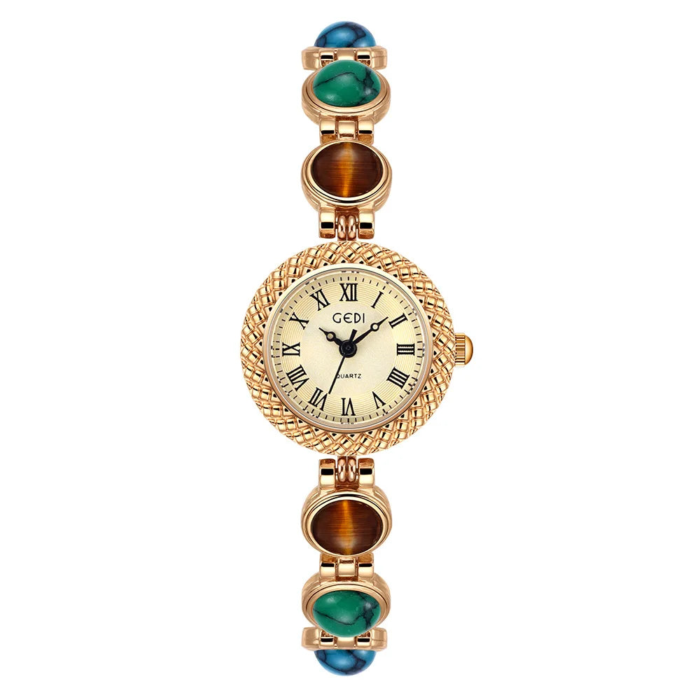 Women Bracelet Watch Ancient Luxury Premium Cat Eye Stone Colorful chain Watches Waterproof Ladies Fashion Quartz Wristwatch