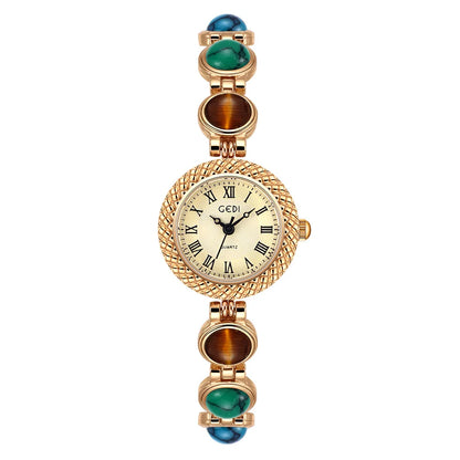 Women Bracelet Watch Ancient Luxury Premium Cat Eye Stone Colorful chain Watches Waterproof Ladies Fashion Quartz Wristwatch
