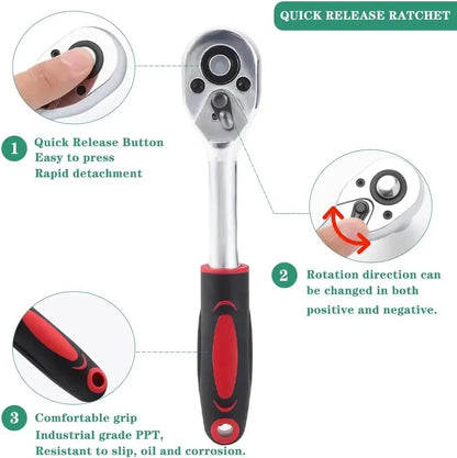 Krachtige 46pcs/set Carbon Steel Combination Set 1/4" Wrench Socket Spanner Screwdriver Household Motorcycle Car Repair Tool