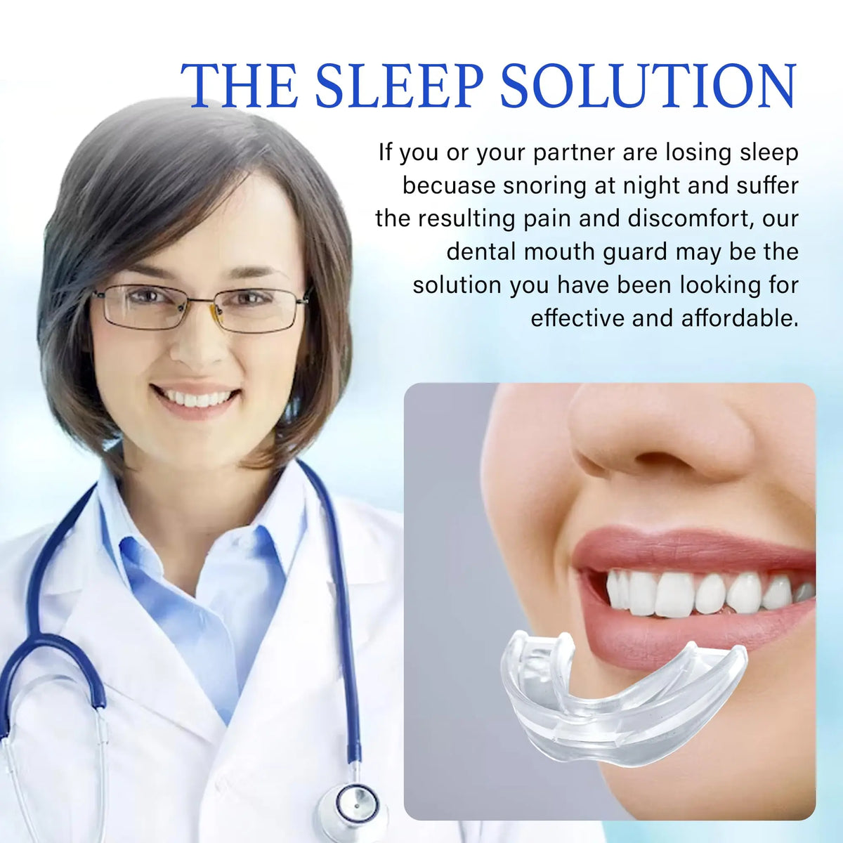 Premium Adjustable Snoring Solution FDA-Approved Mandibular Advancement Device Effective Sleep Apnea Relief for All Night Comfo
