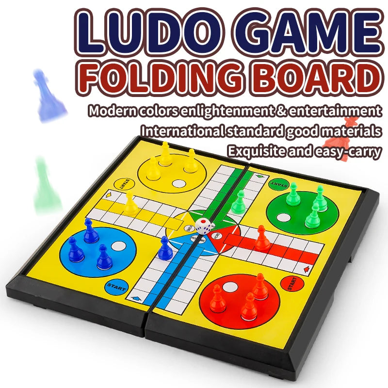 International Ludo Board Game for Kids: Portable Folding Chess Set, Educational Toy, Party Table Game for Elementary Students