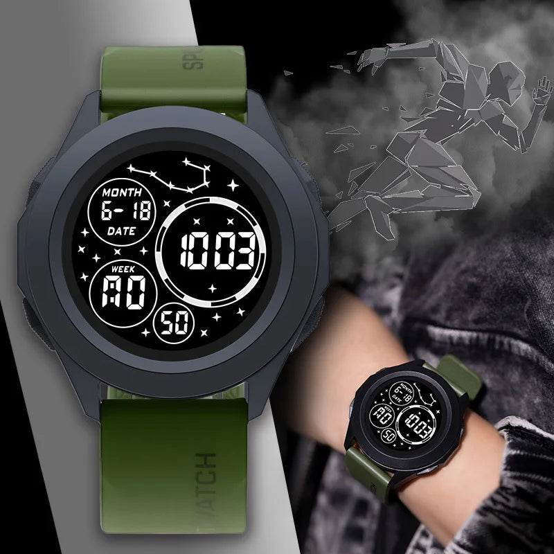 YIKAZE Men Sport LED Watches Top Brand Men Digital Clock Multi-Functional Rubber Man Fitnes Athlete Timekeeping Electronic Watch