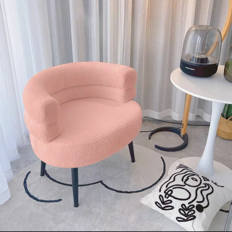 Lazy Sofa Makeup Chair with Lamb Fleece Living Room Light Luxury Balcony Leisure Chair for Comfortable Seating