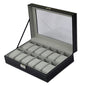6/10/12Slots Gray Watch Boxes Watch Case with Large Glass Lid, Removable Watch Pillows, Watch Box Organizer, Gift for Loved Ones