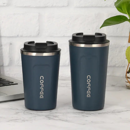 Thermo Cafe Coffee Mug - 380/510ML Leak-Proof Travel & Car Thermos, Double Stainless Steel for Tea, Water, Coffee
