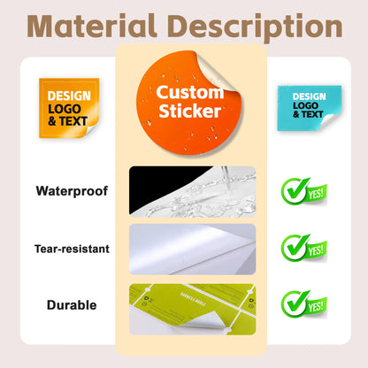 Custom Stickers PVC Waterproof Die Cut Vinyl Logo Labels Square Personalized Sticker for Laptop Birthday Party Wedding Business