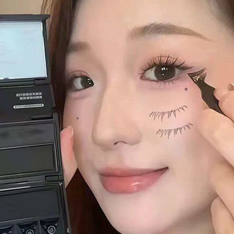 Waterproof 3 in1 Eyeliner Eyes Makeup Stamp Portable Lasting Smudge-Proof Stamp Ultra-Fine Natural Lower Eyelashes Makeup Tools