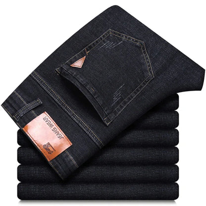 2026 Men NEW Men's Fashion Business Jeans Classic Style Casual Stretch Slim Jean Pants Male Brand Denim Trousers Black Blue Mens
