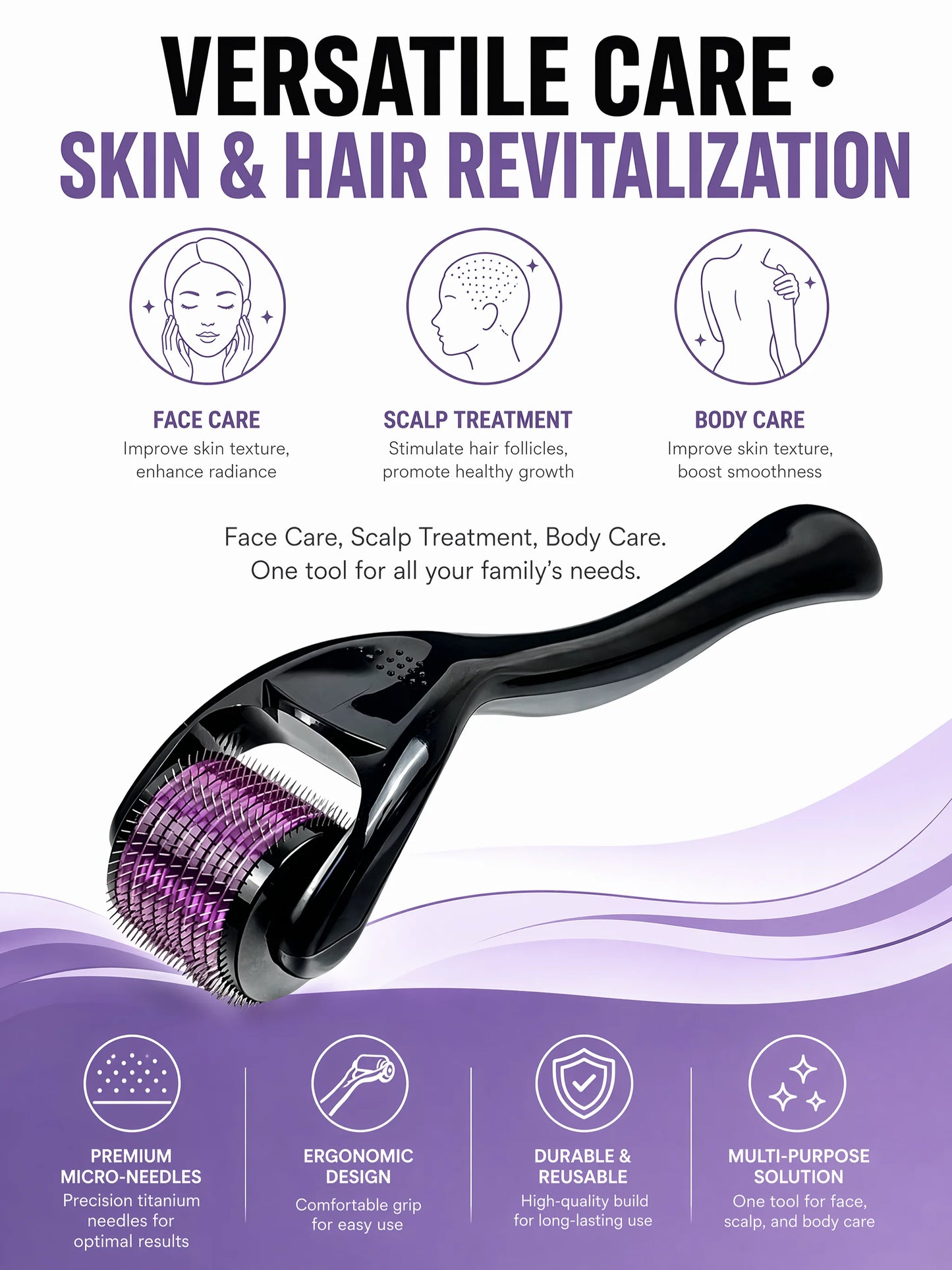 540 Titanium Derma Roller 0.25mm, Microneedle Roller for Face Skin Care, Hair & Beard Growth