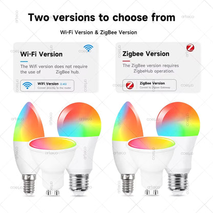 Smart WiFi Zigbee Led Light Bulb GU10 E27 E14 Dimmable RGBCW Led Lamps For Ewelink App Alexa Amazon Google Yandex Smartthings