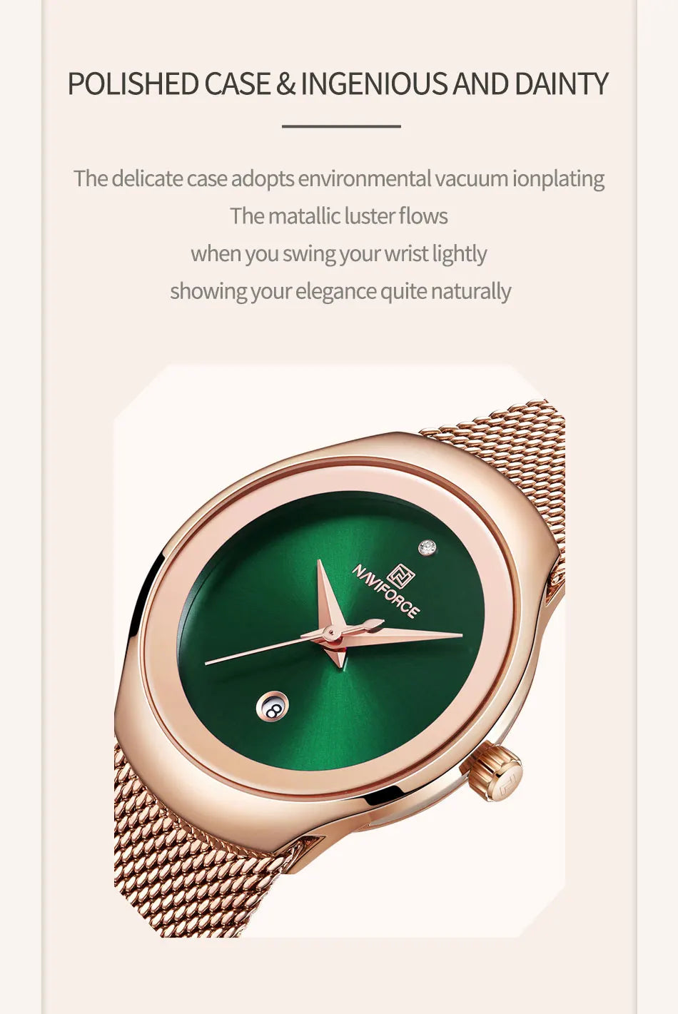 NAVIFORCE Women Watches Fashion Rose Gold Ultra Thin Ladies Watch Luxury Waterproof Quartz WristWatch Woman Relogio Feminino